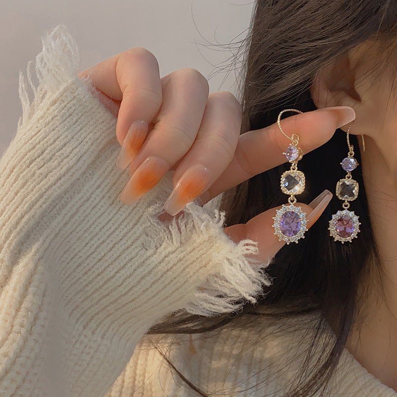 Lila Edelstein-Ohrgehänge