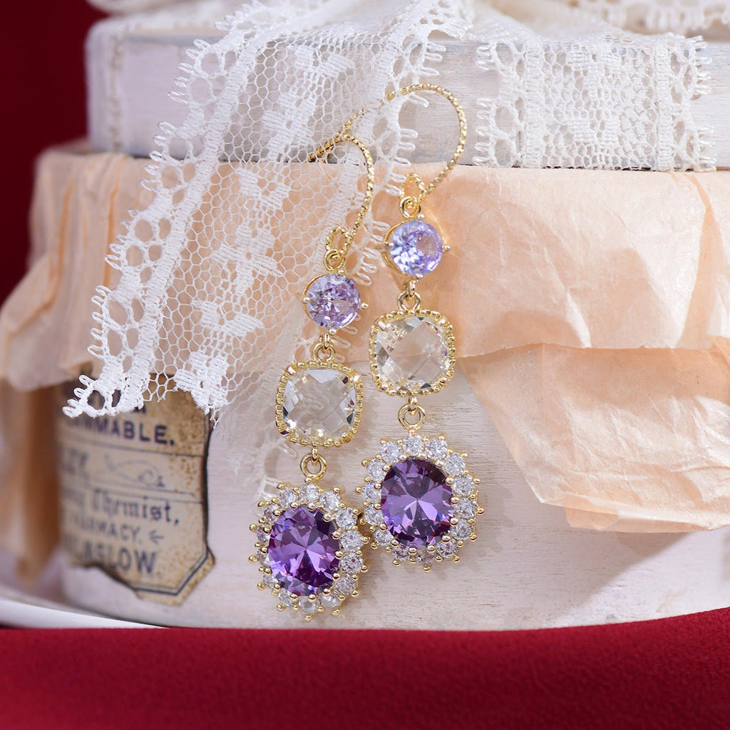 Lila Edelstein-Ohrgehänge