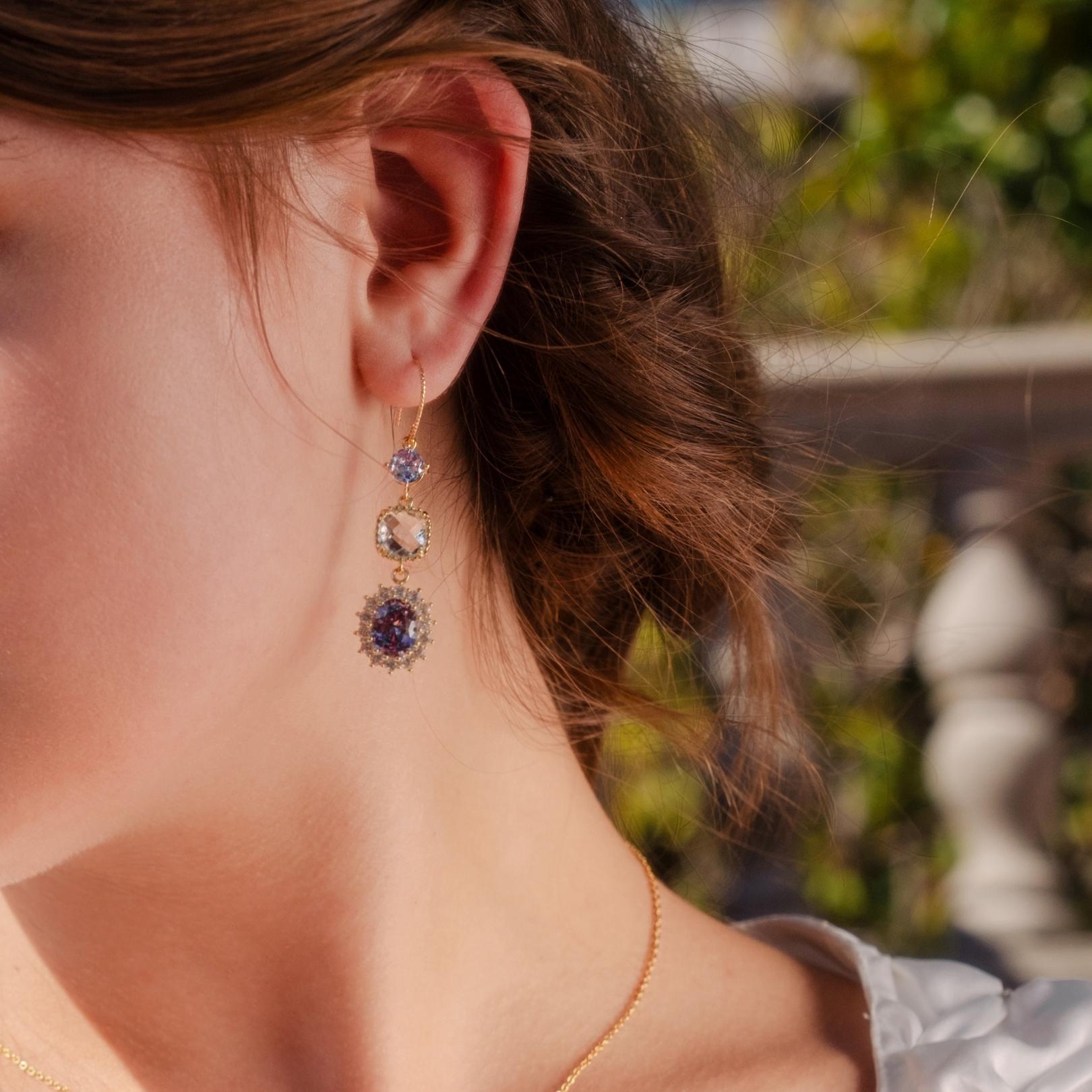 Lila Edelstein-Ohrgehänge