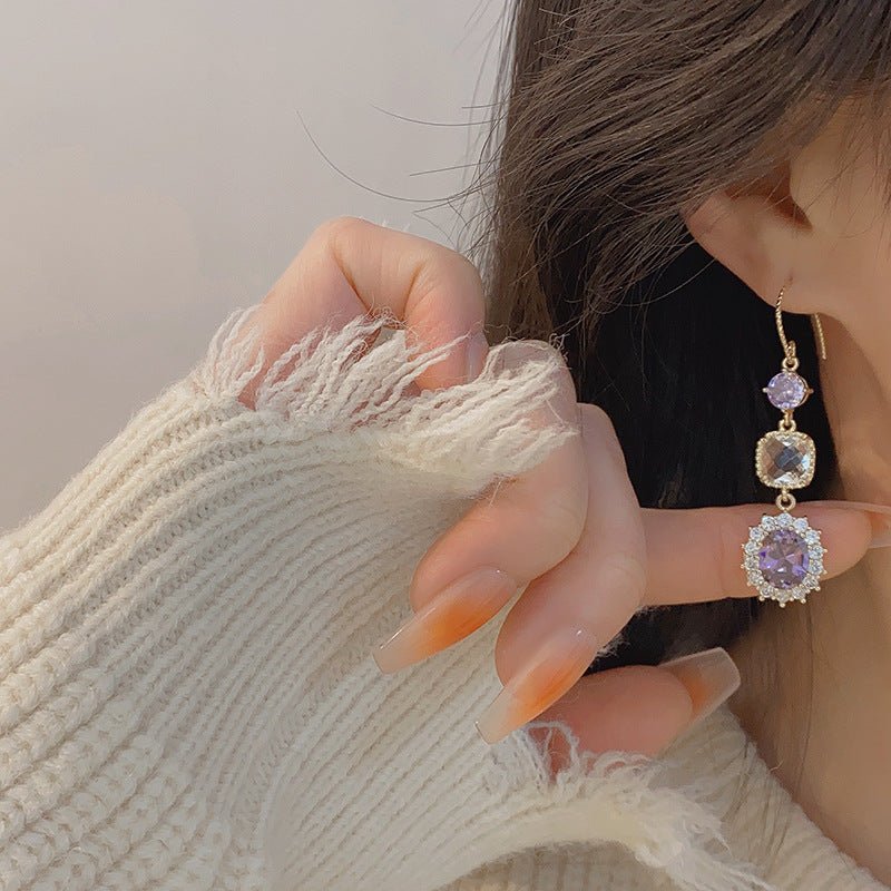 Lila Edelstein-Ohrgehänge