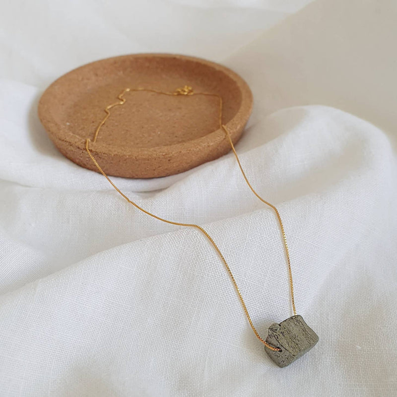 Pyrit - 14 Karat vergoldete Halskette