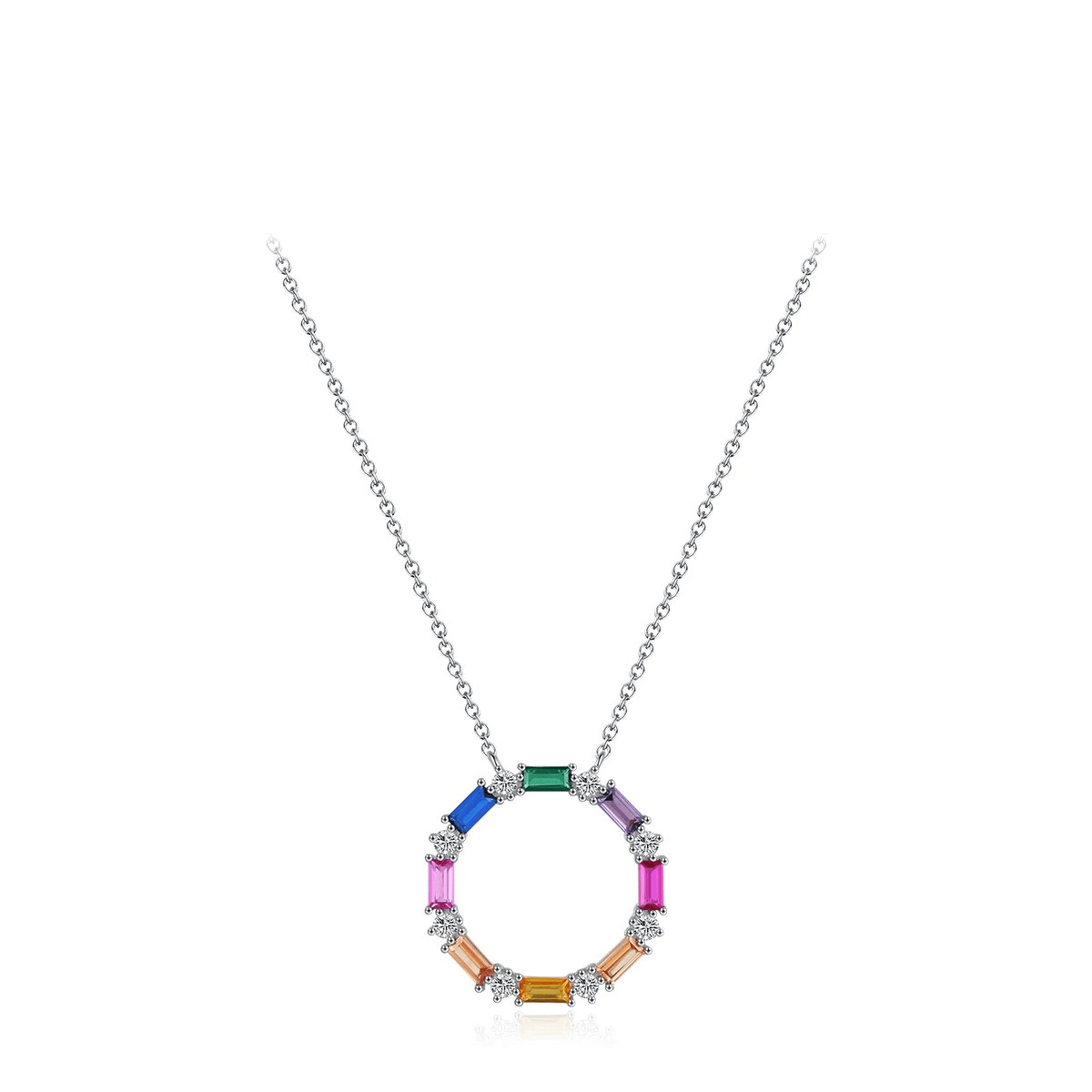 Regenbogen Zirkonia Charm Halskette