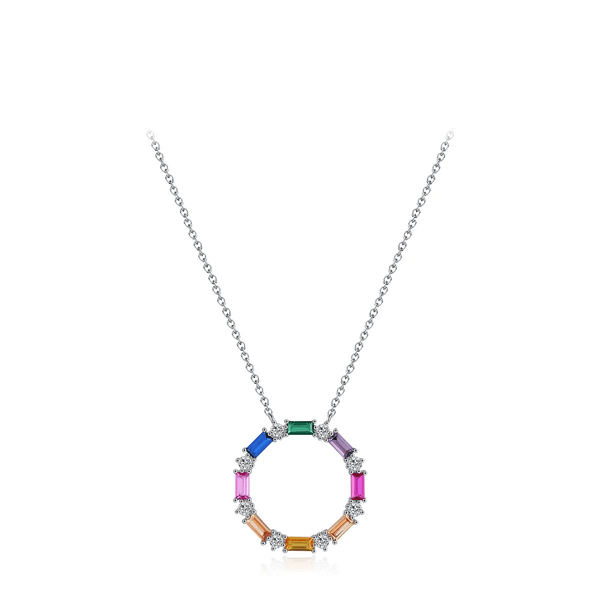 Regenbogen Zirkonia Charm Halskette