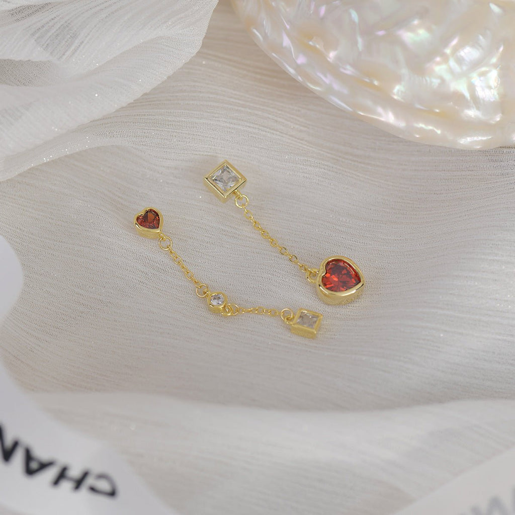 Rote Herz-Tropfen-Ohrringe