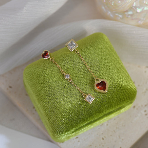 Rote Herz-Tropfen-Ohrringe