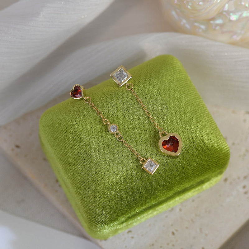 Rote Herz-Tropfen-Ohrringe