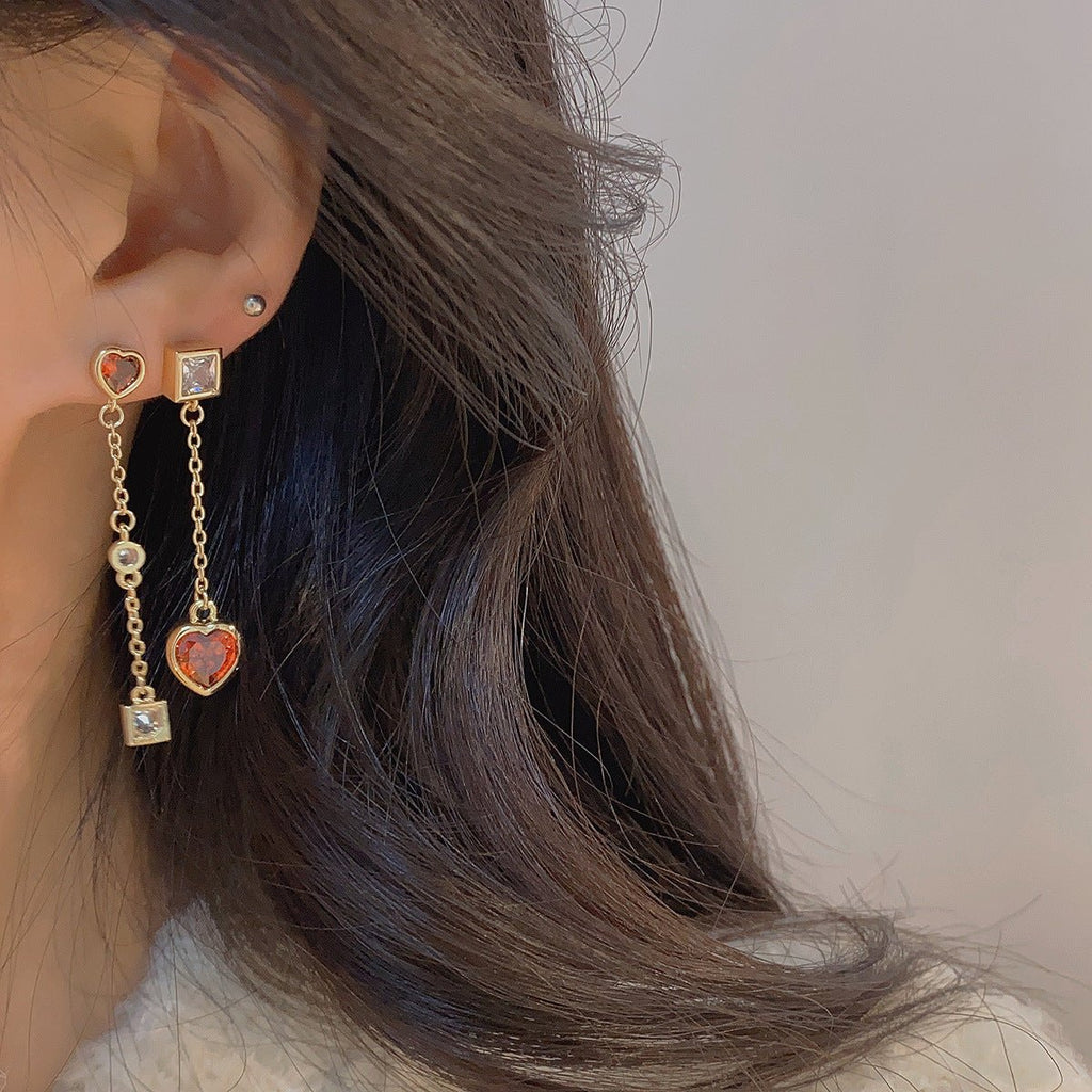 Rote Herz-Tropfen-Ohrringe