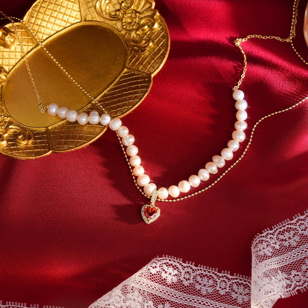 Rote Herzperlenkette - Wendy