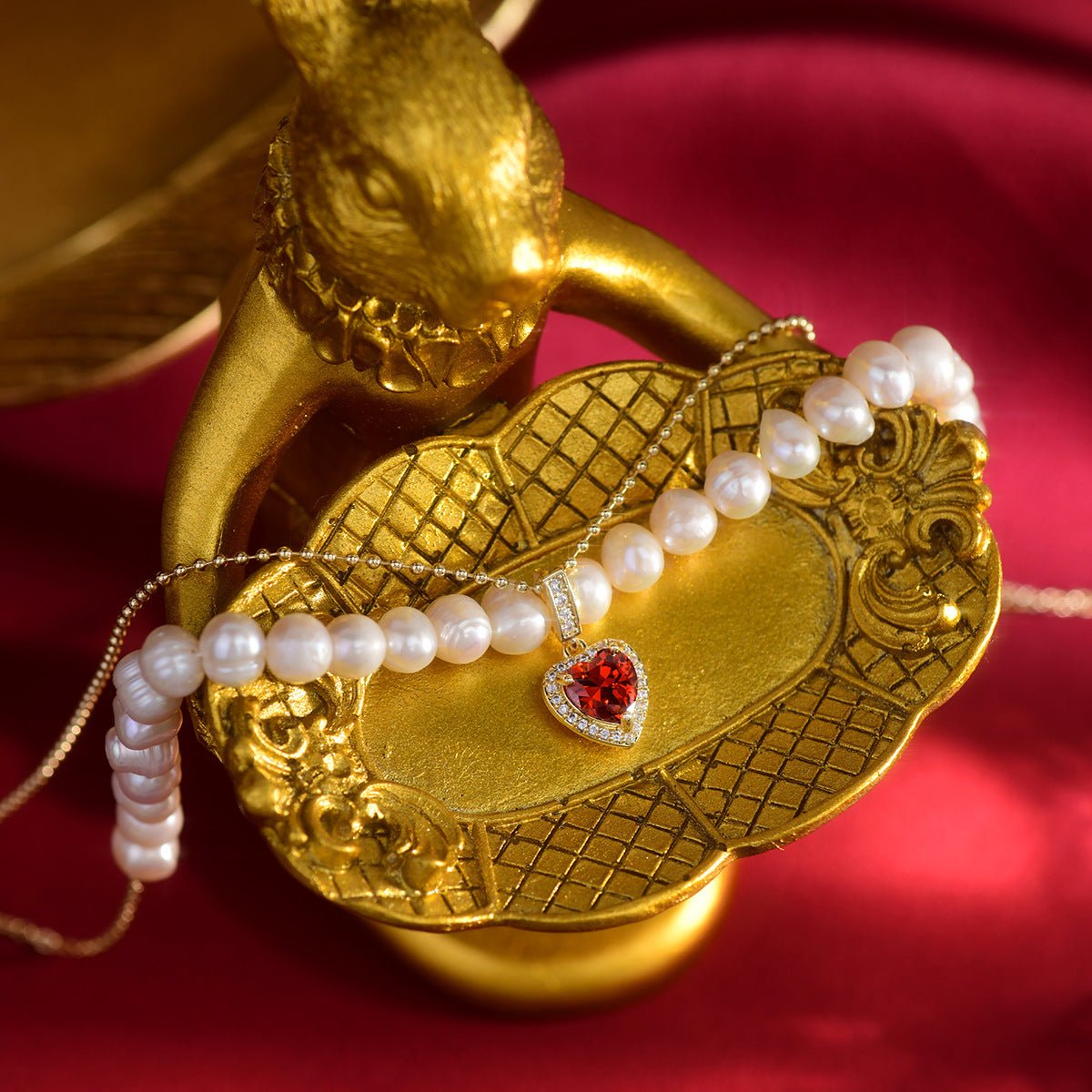 Rote Herzperlenkette - Wendy