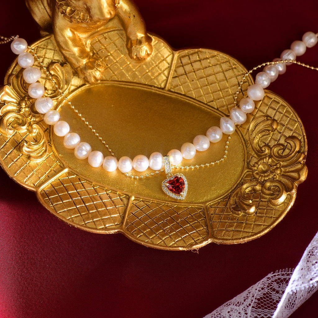 Rote Herzperlenkette - Wendy