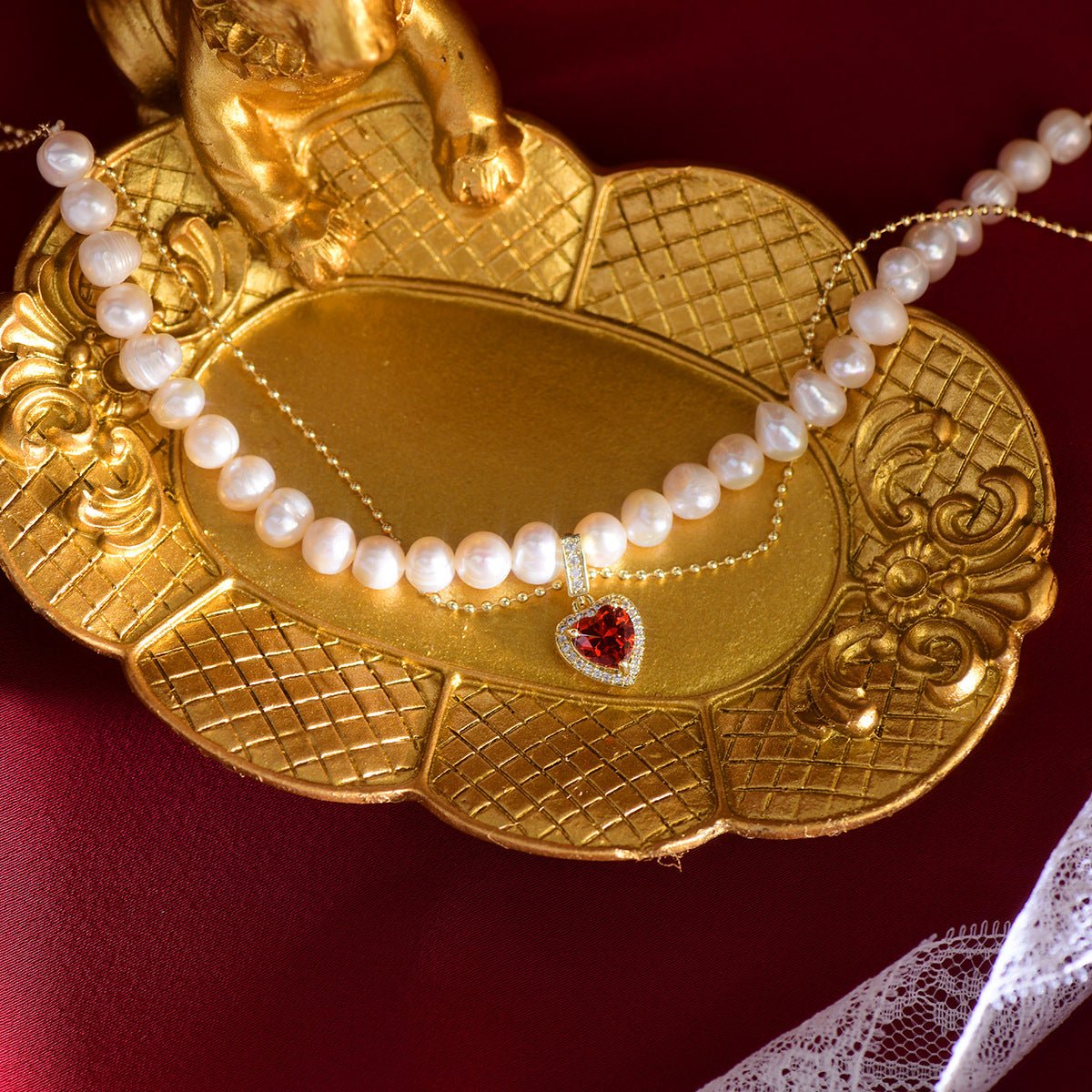 Rote Herzperlenkette - Wendy