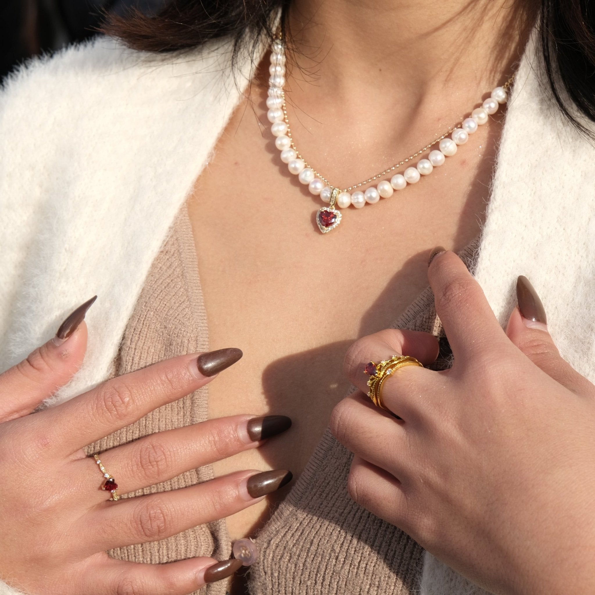 Rote Herzperlenkette - Wendy