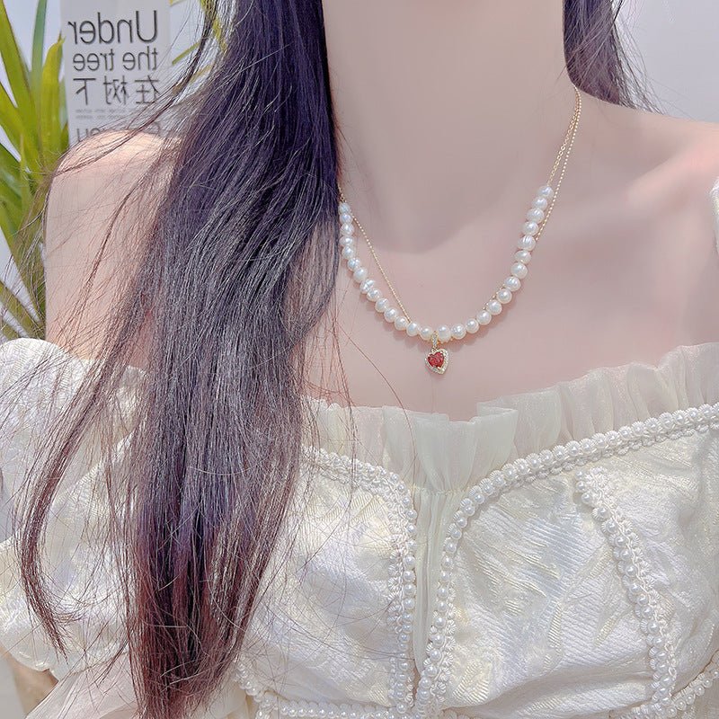 Rote Herzperlenkette - Wendy