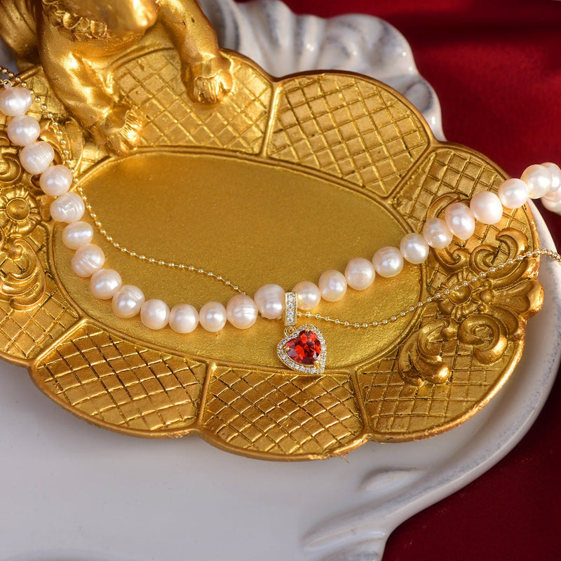 Rote Herzperlenkette - Wendy