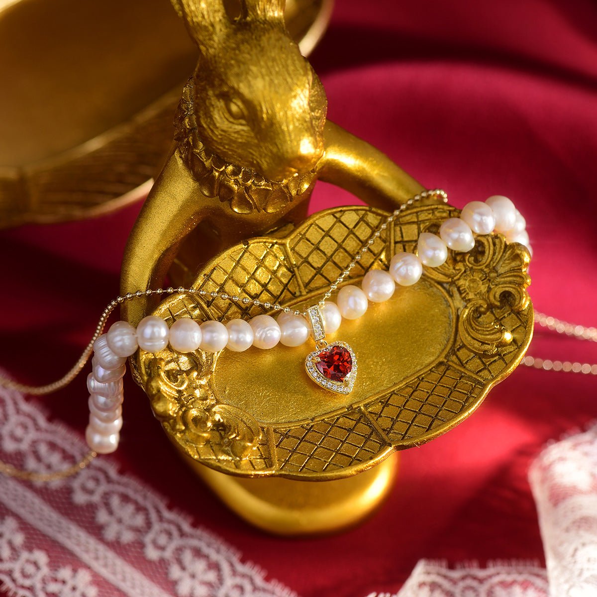 Rote Herzperlenkette - Wendy