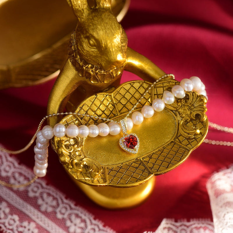 Rote Herzperlenkette - Wendy