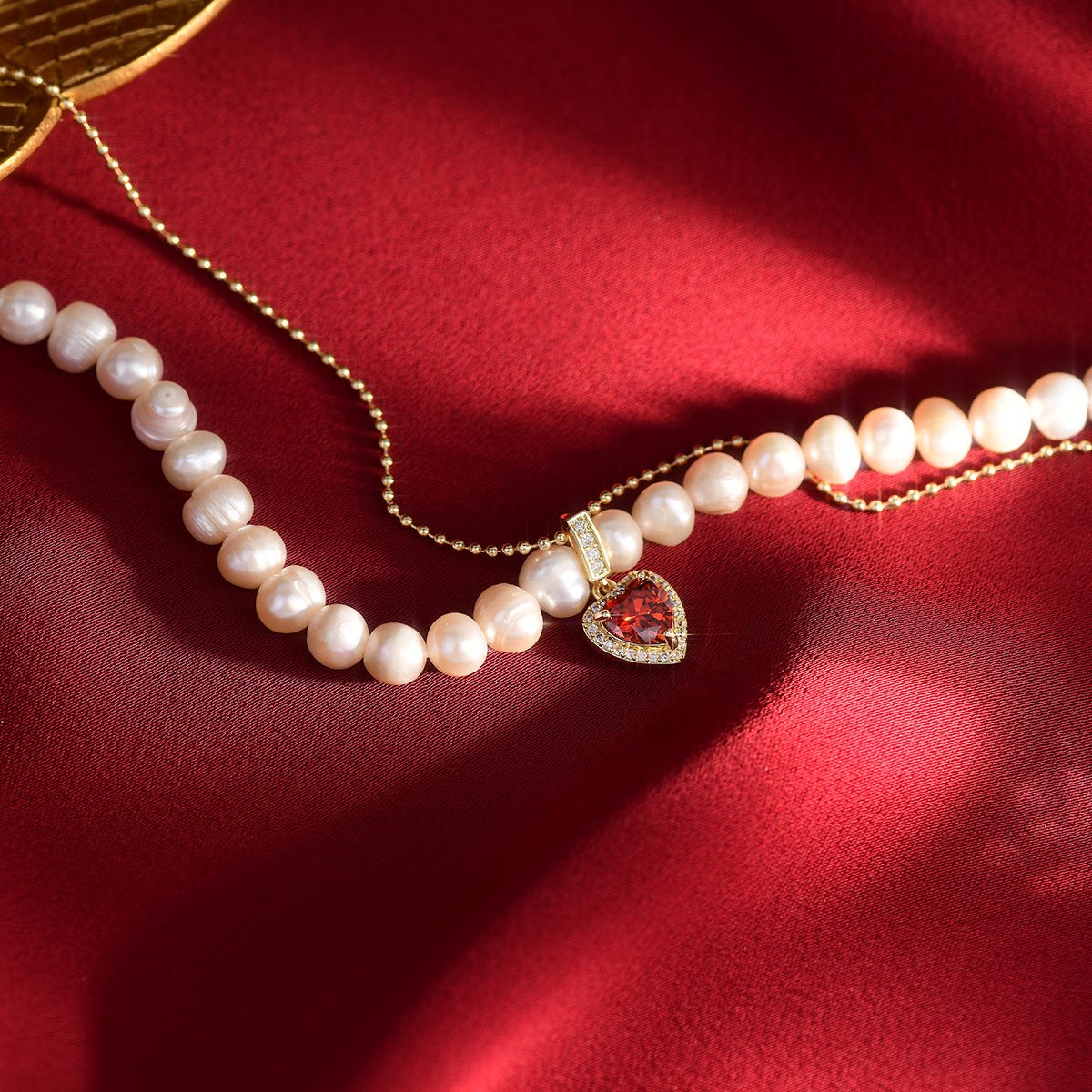 Rote Herzperlenkette - Wendy