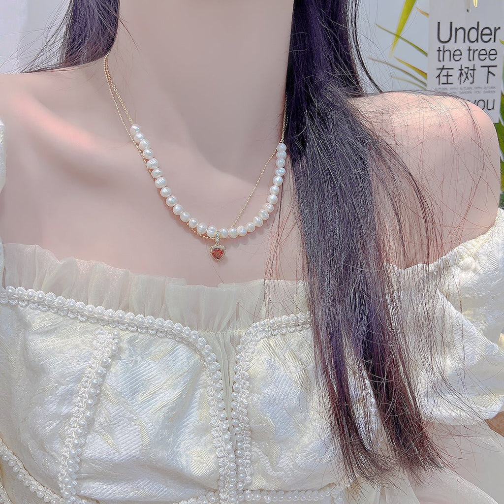 Rote Herzperlenkette - Wendy