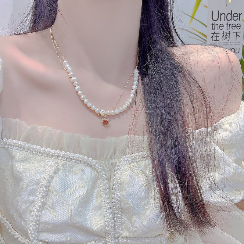 Rote Herzperlenkette - Wendy