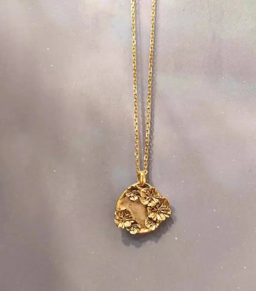 Retro Dreidimensionale Mohnblumen Halskette