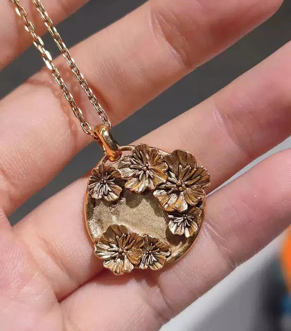 Retro Dreidimensionale Mohnblumen Halskette