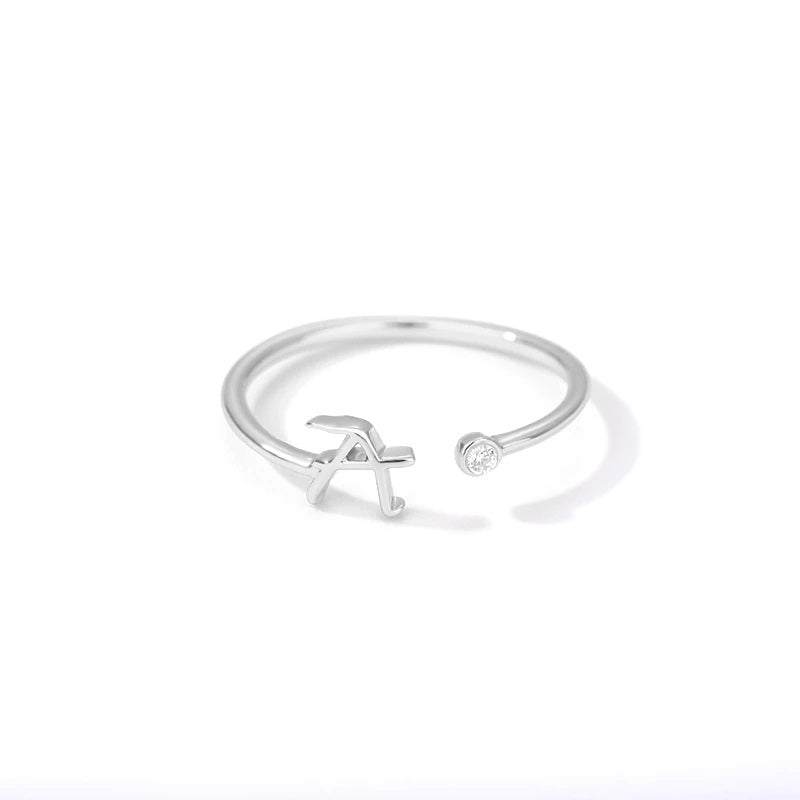 Personalisierte verstellbare offene Ringe mit Anfangsbuchstaben A-Z