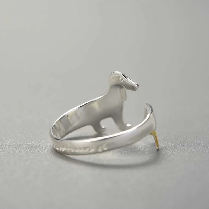 Bezaubernder verstellbarer Sterling-Silberring mit Dackel