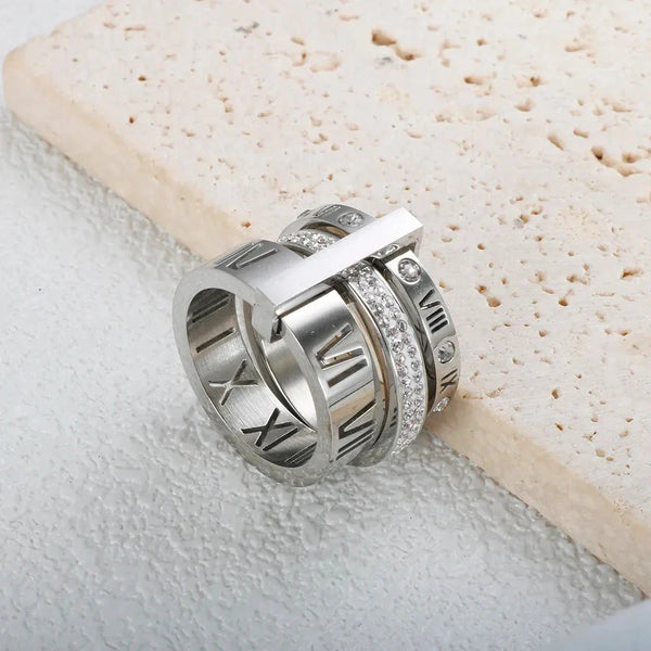 Roman Elegance Dreifachring Silber
