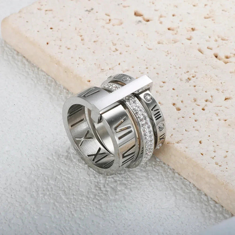 Roman Elegance Dreifachring Silber