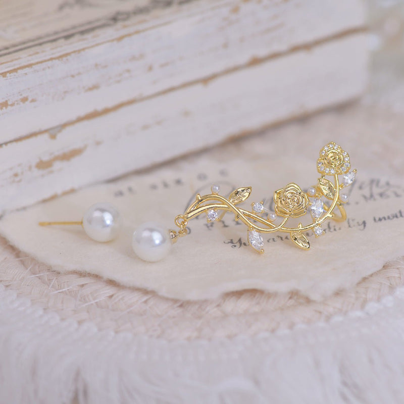 Ohrringe mit Rosen-Klettermotiv