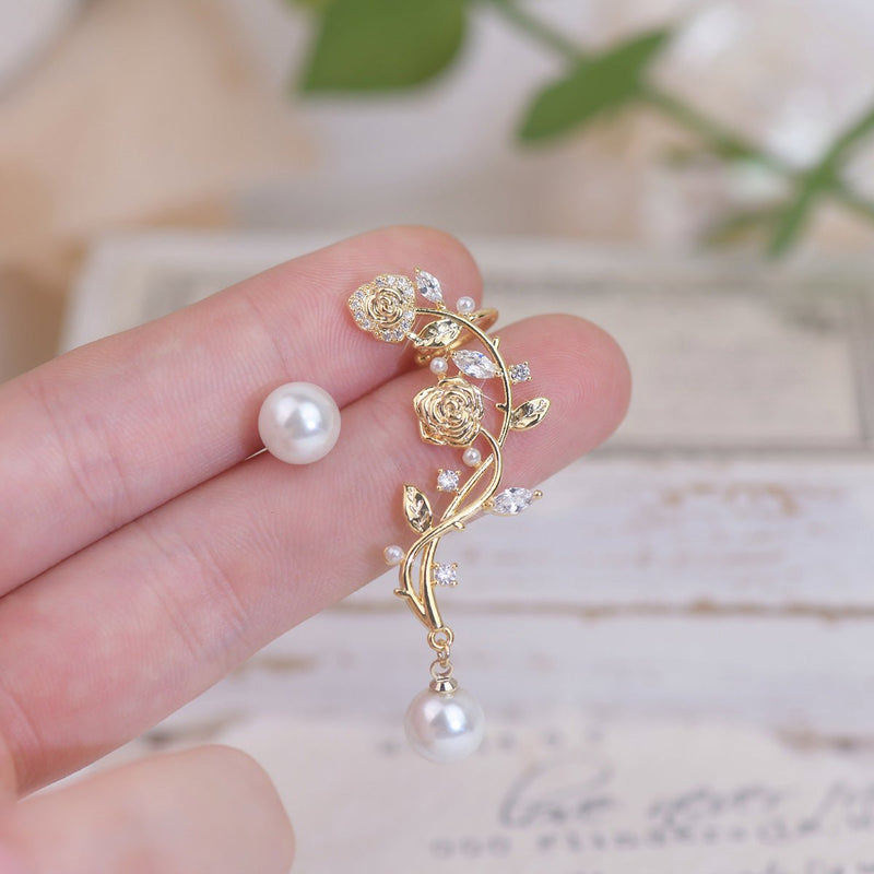 Ohrringe mit Rosen-Klettermotiv