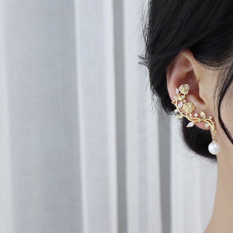 Ohrringe mit Rosen-Klettermotiv