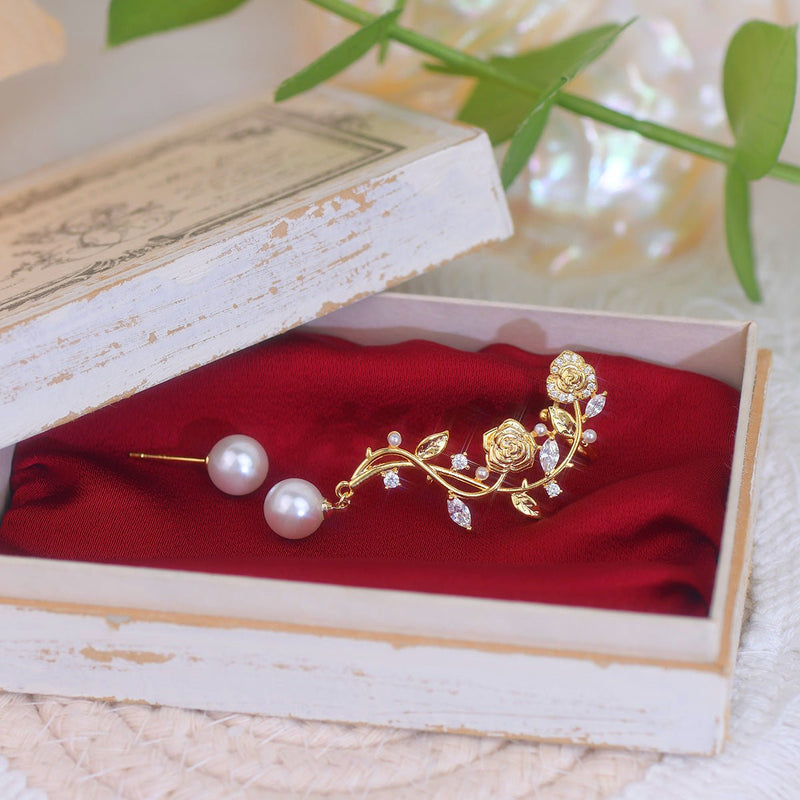 Ohrringe mit Rosen-Klettermotiv