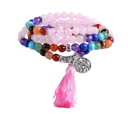 Rosenquarz-Chakra-Halskette