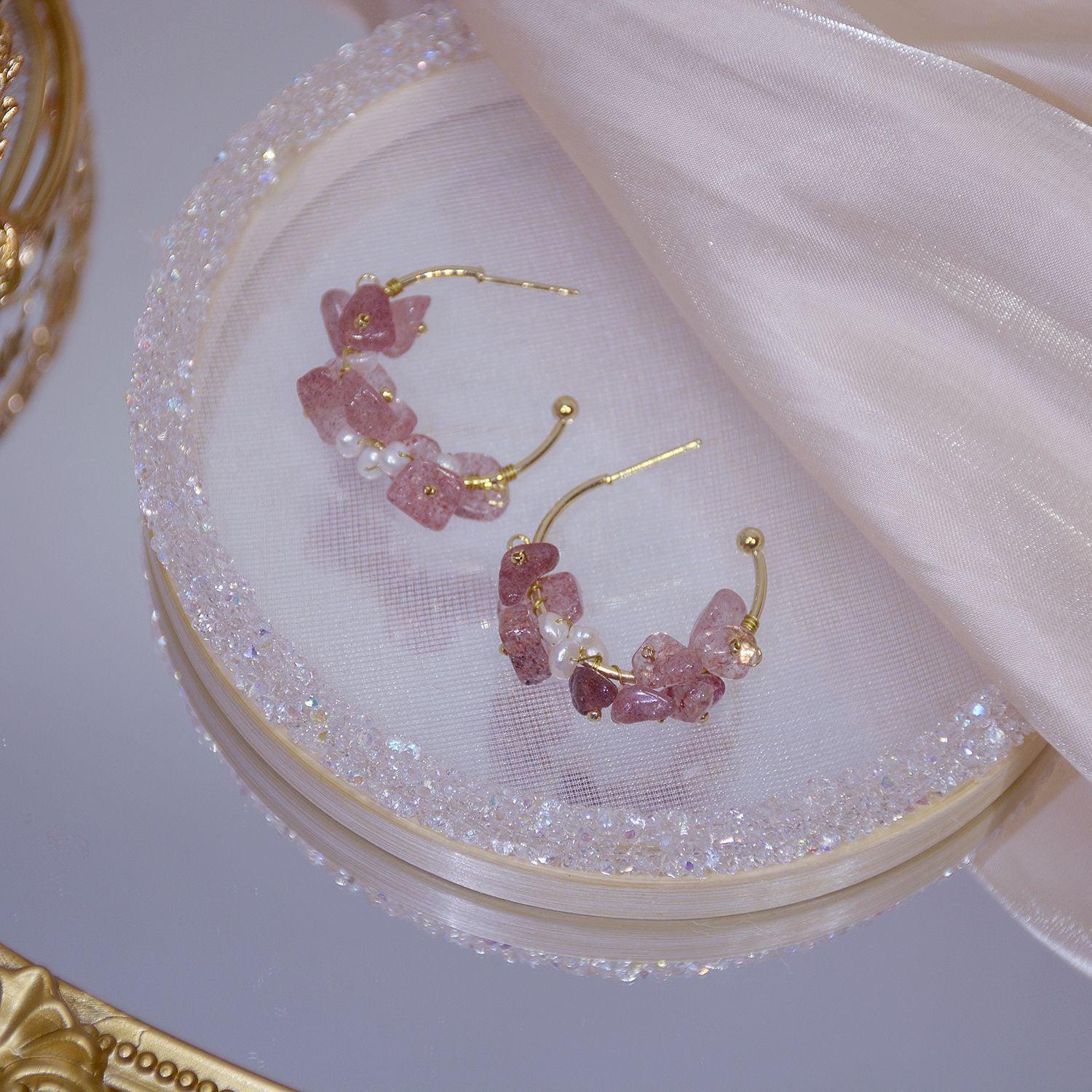 [Ausverkauf] Creolen aus Rosenquarz