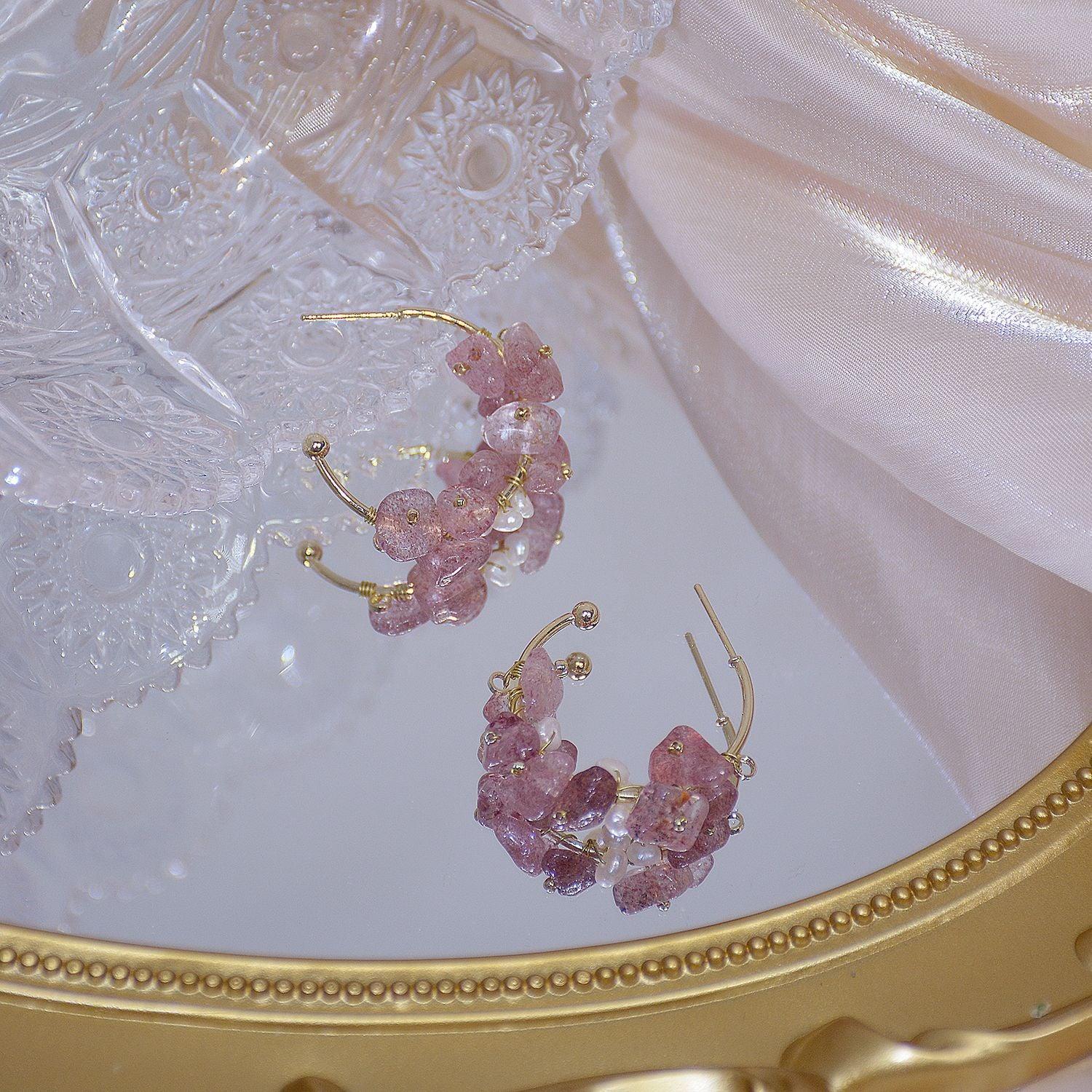 [Ausverkauf] Creolen aus Rosenquarz