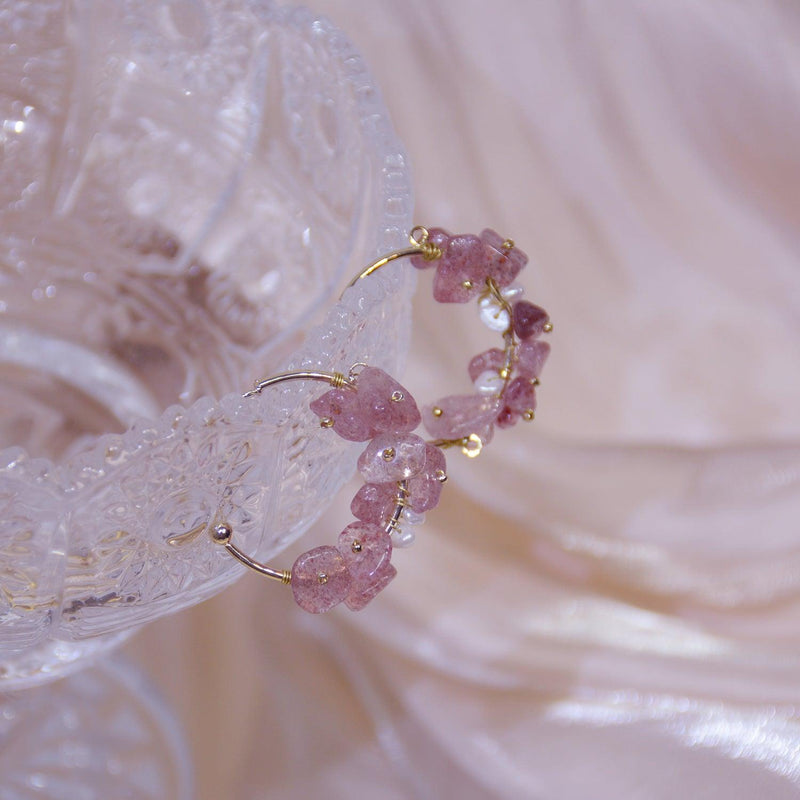 [Ausverkauf] Creolen aus Rosenquarz