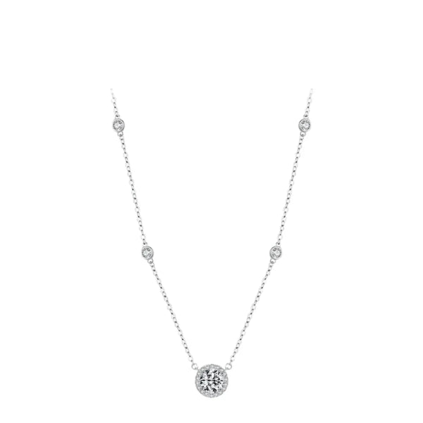 Runde funkelnde Halo-Silberhalskette