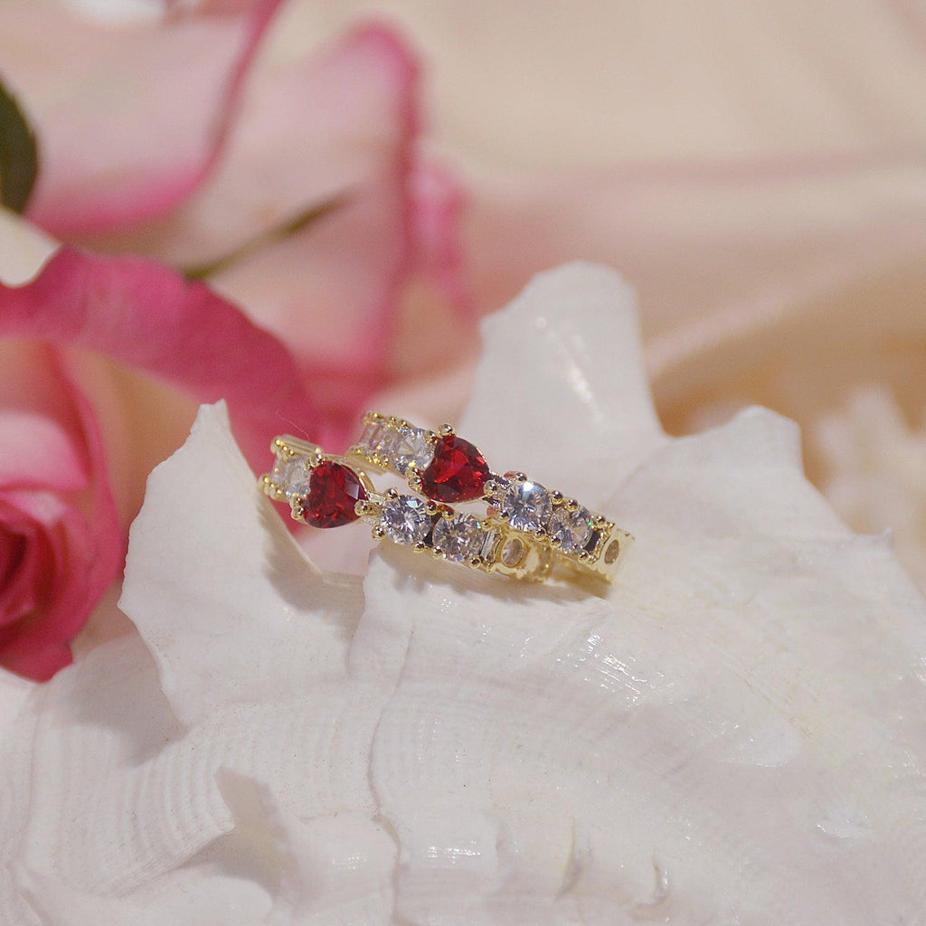 Creolen mit Rubinherzen