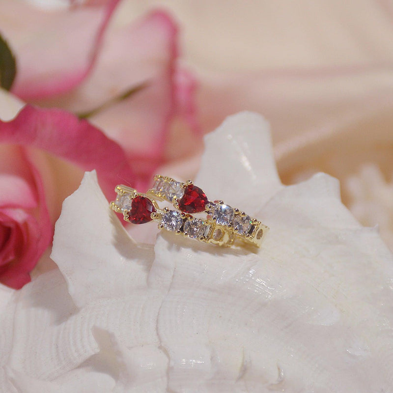 Creolen mit Rubinherzen