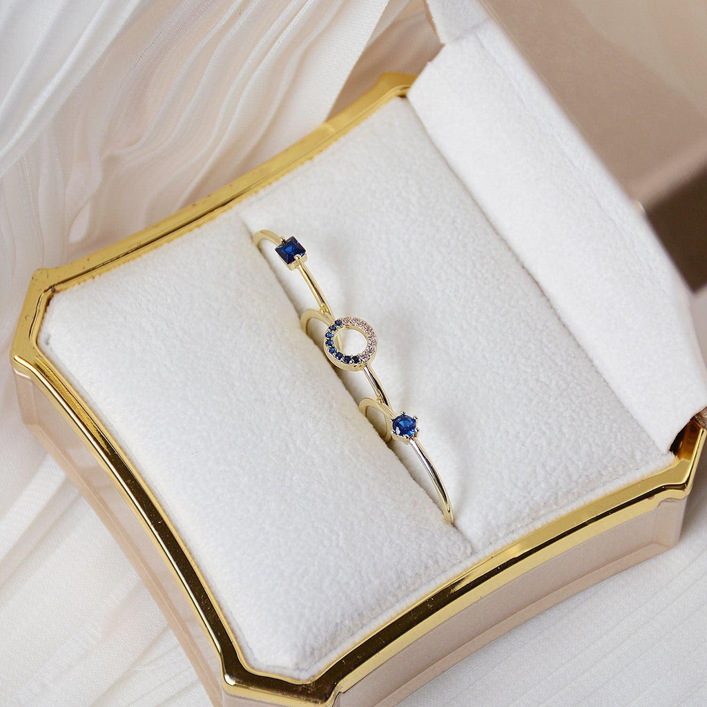 Saphirring (3 Stile) (massives Silber)