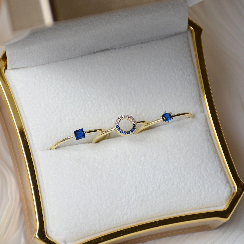 Saphirring (3 Stile) (massives Silber)