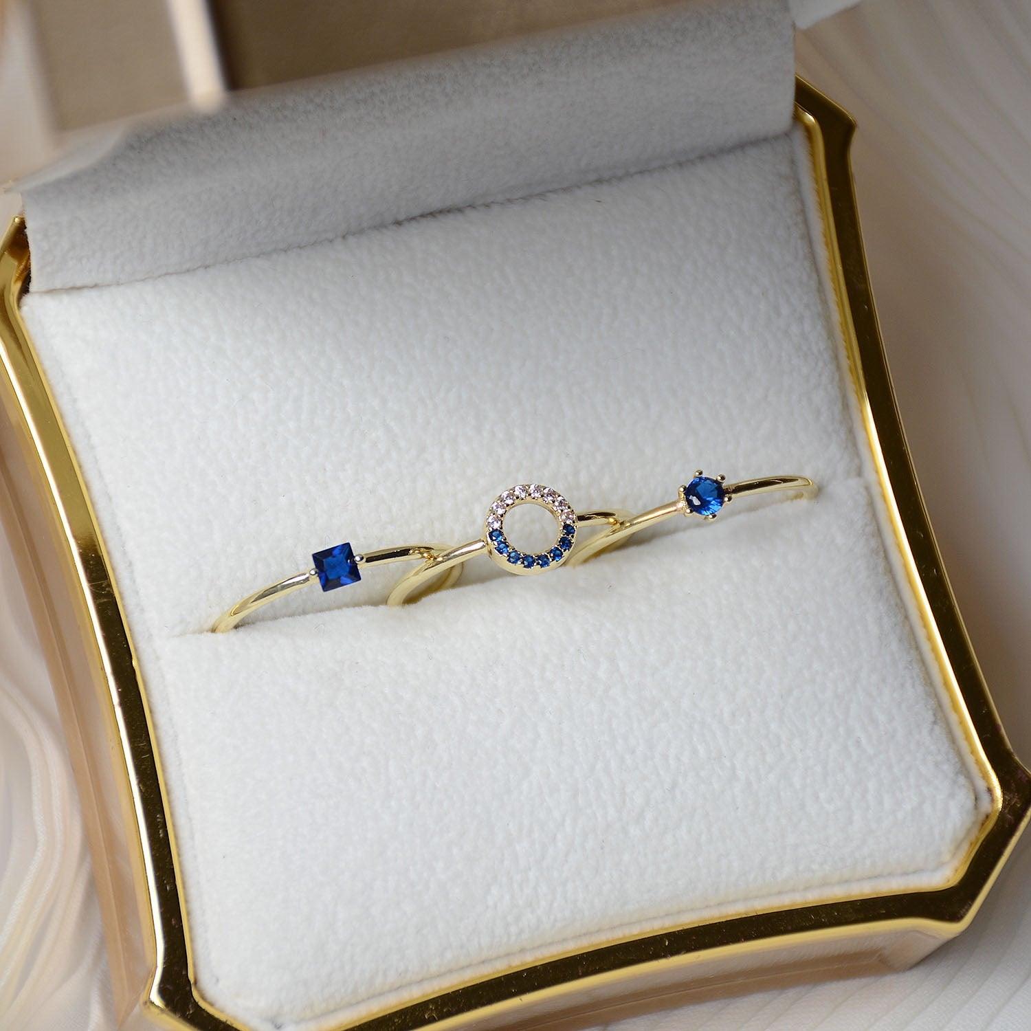 Saphirring (3 Stile) (massives Silber)