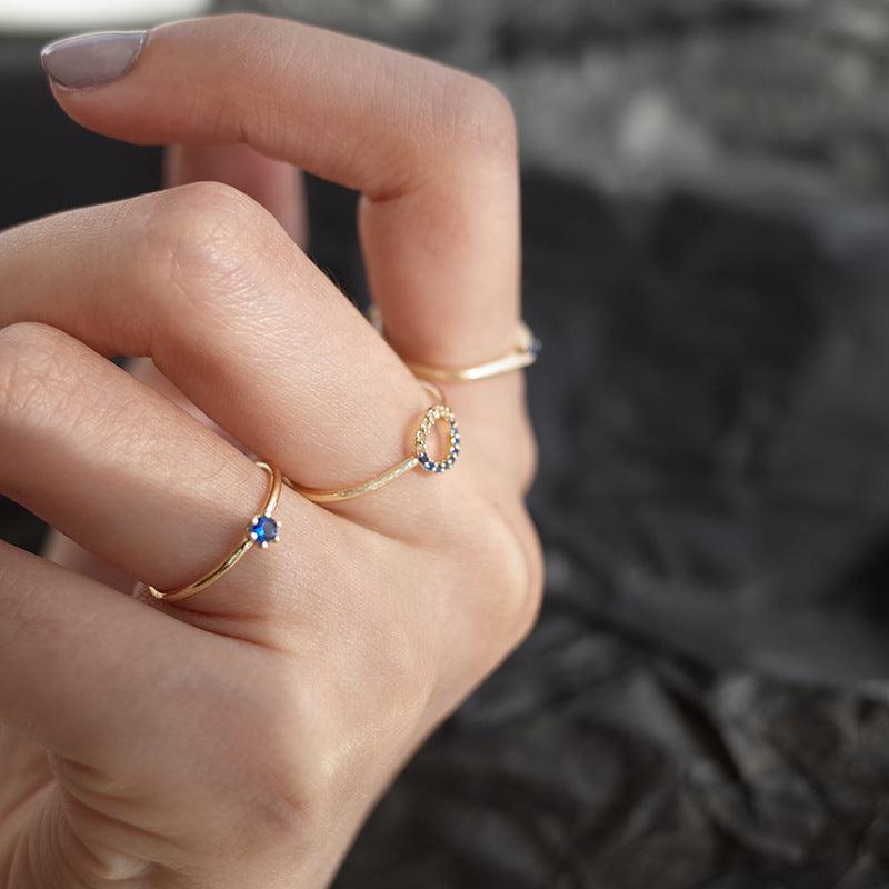 Saphirring (3 Stile) (massives Silber)