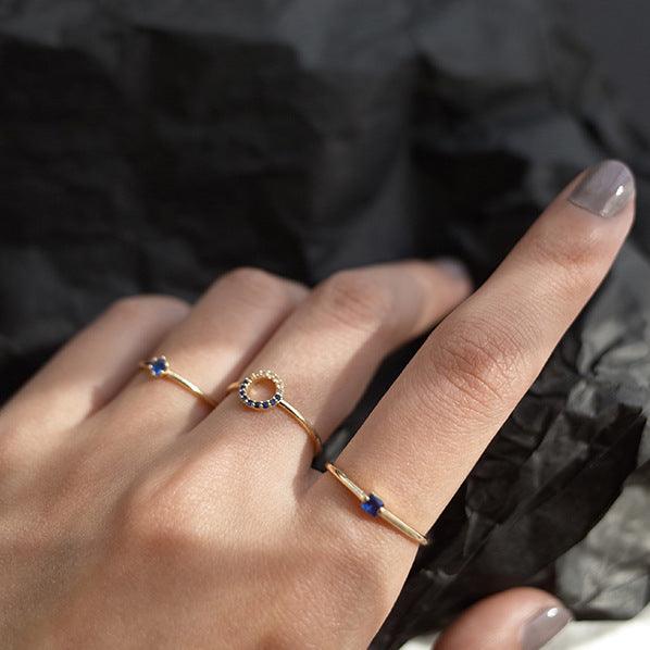 Saphirring (3 Stile) (massives Silber)