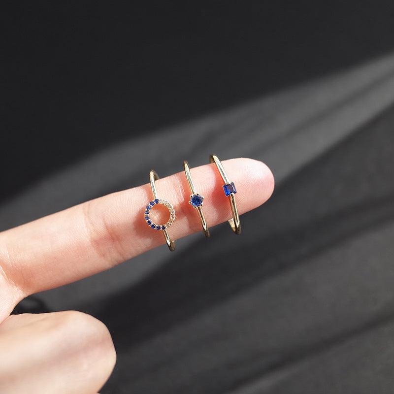 Saphirring (3 Stile) (massives Silber)