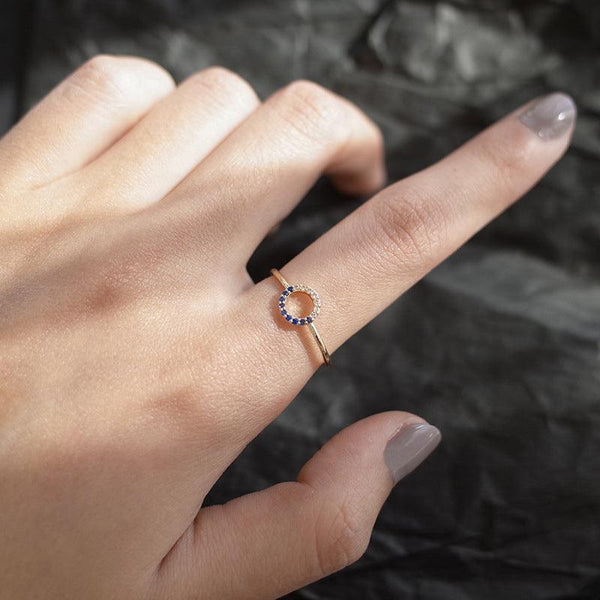 Saphirring (3 Stile) (massives Silber)