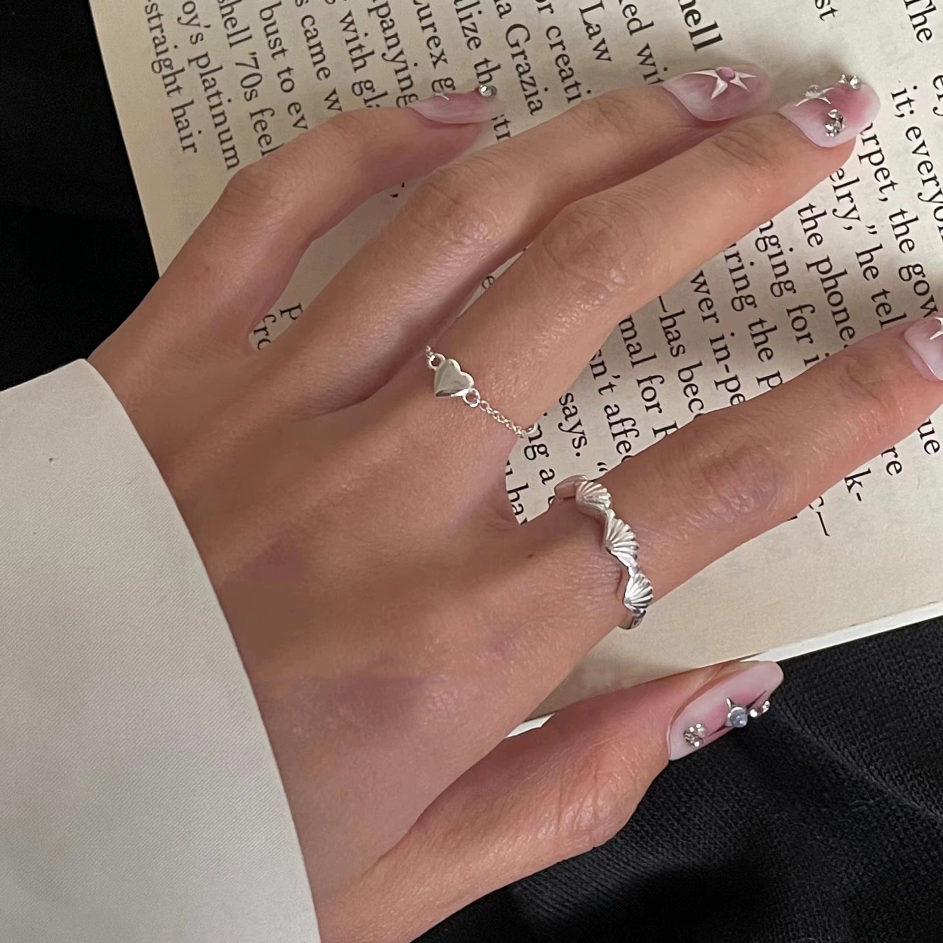 Ring mit Meereslandschaft (massives Silber)