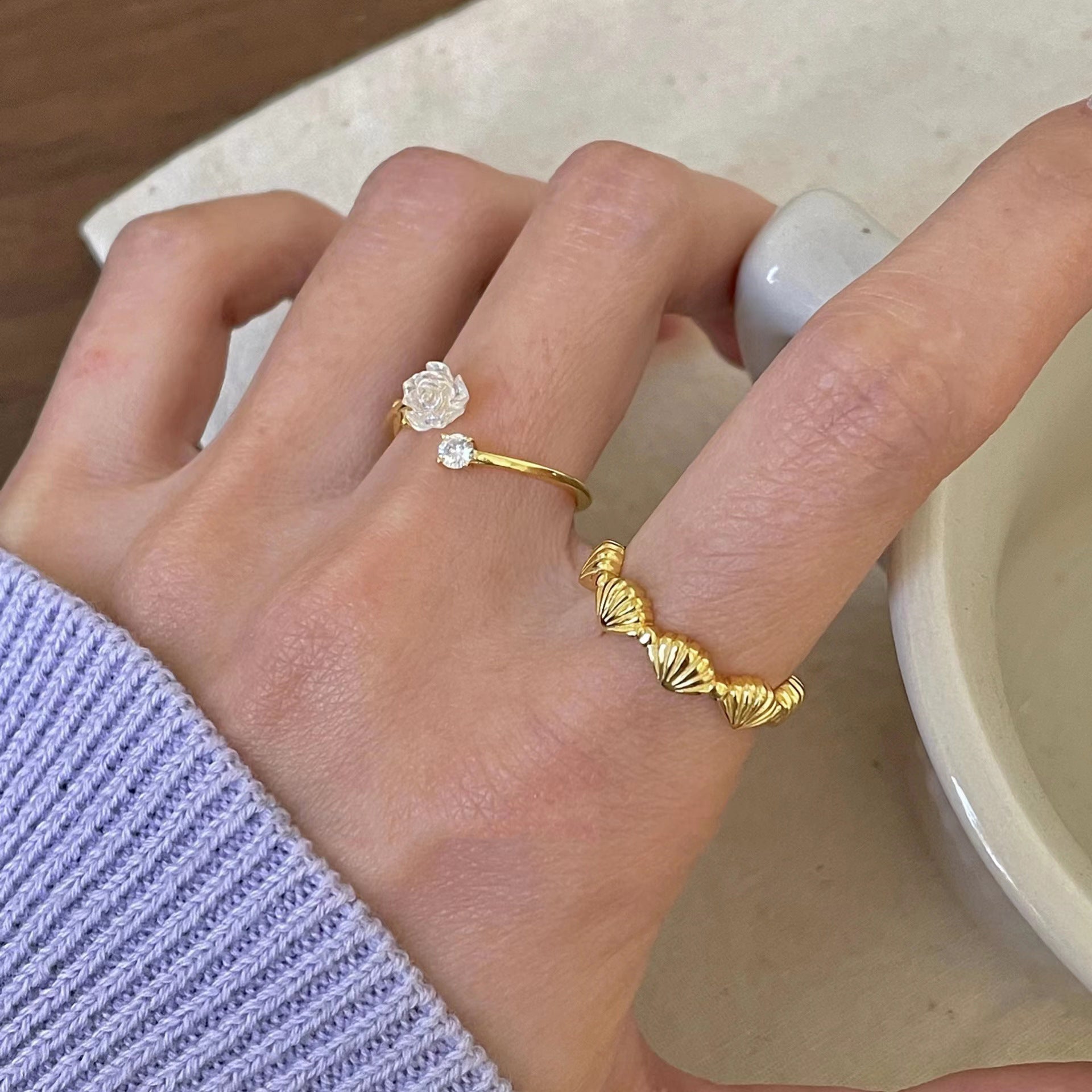 Ring mit Meereslandschaft (massives Silber)