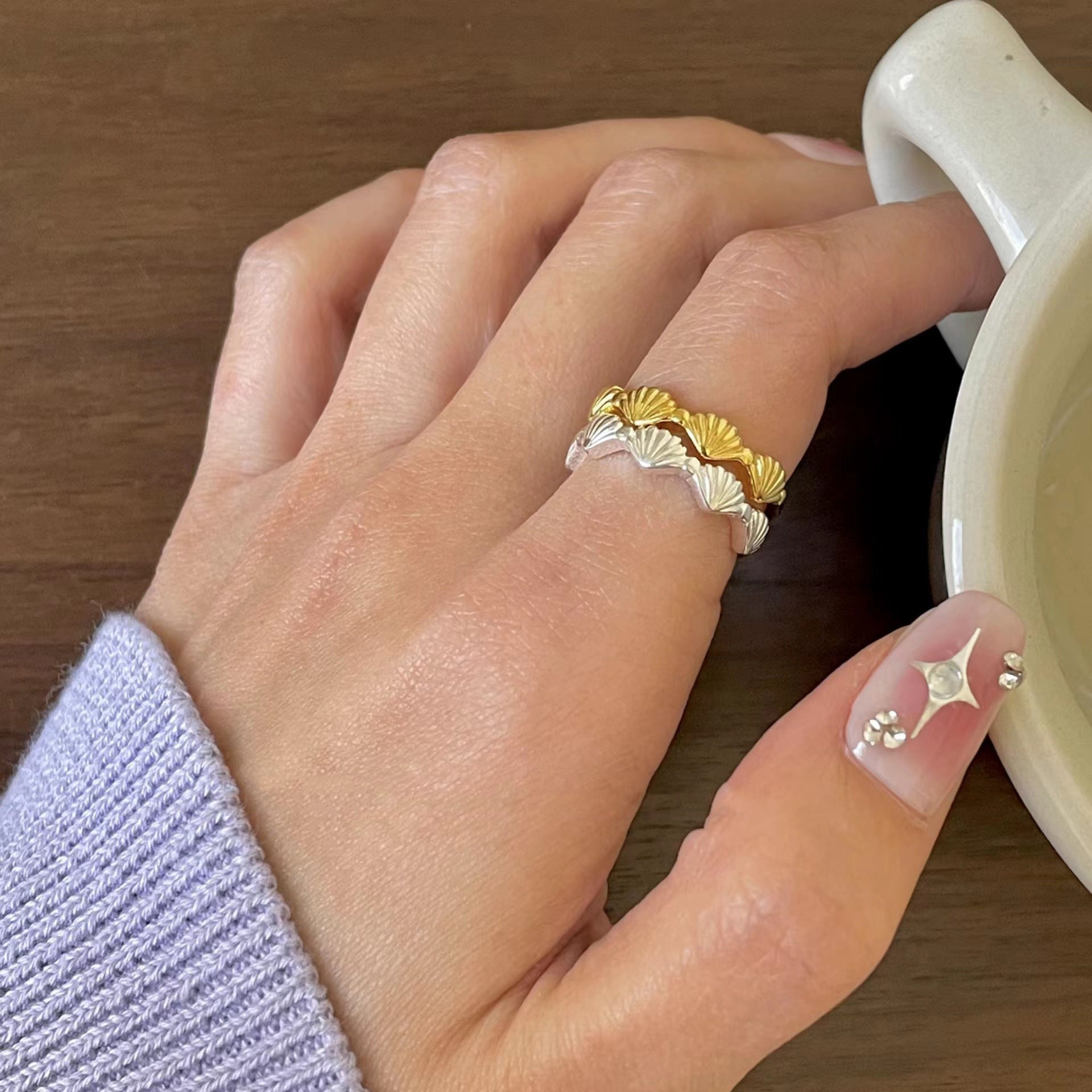 Ring mit Meereslandschaft (massives Silber)